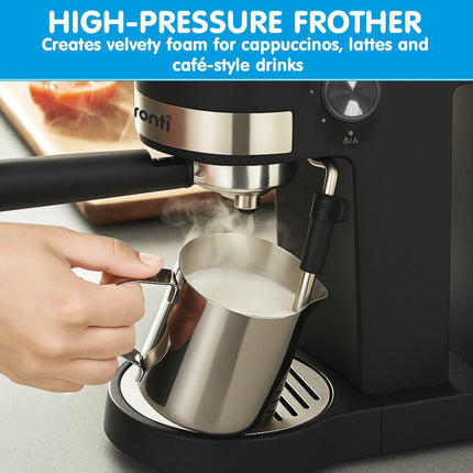 Pronti Breakfast Set with Rose Gold Kettle & Toaster with 1.2L Espresso Machine - White.