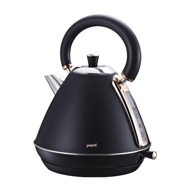 Pronti 1.7L Rose Trim Collection Kettle - Black.