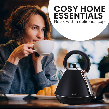 Pronti 1.7L Rose Trim Collection Kettle - Black.