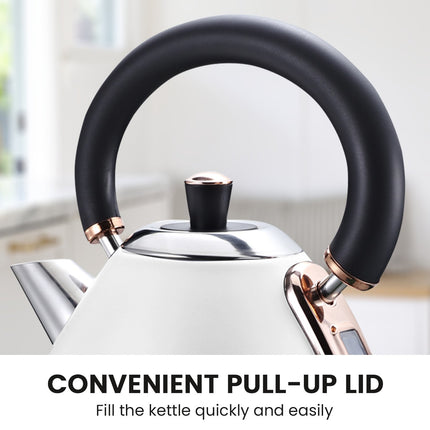 Pronti 1.7l Rose Trim Collection Kettle - White.