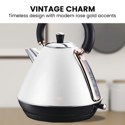 Pronti 1.7l Rose Trim Collection Kettle - White.