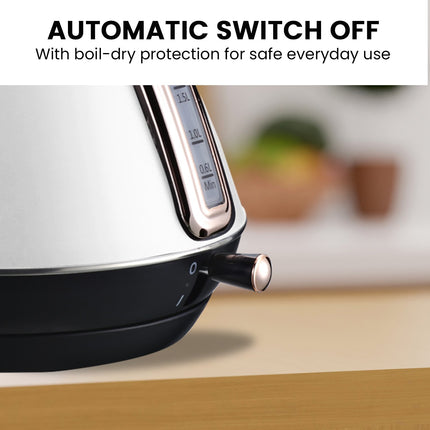 Pronti 1.7l Rose Trim Collection Kettle - White.