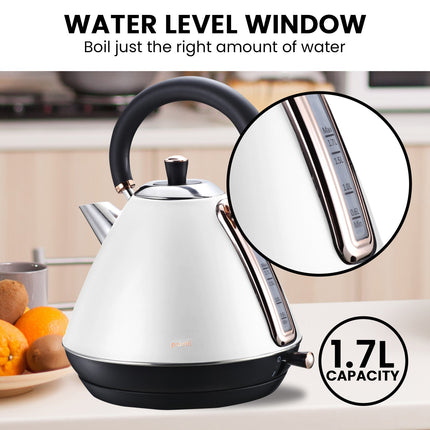 Pronti 1.7l Rose Trim Collection Kettle - White.