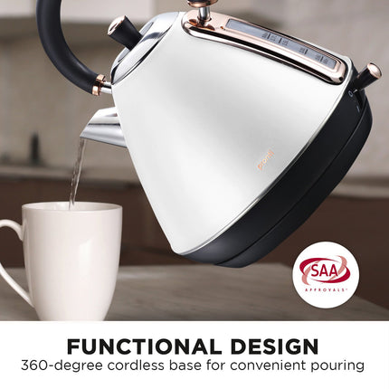 Pronti 1.7l Rose Trim Collection Kettle - White.