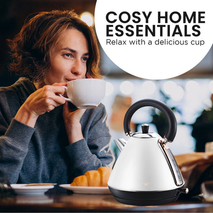 Pronti 1.7l Rose Trim Collection Kettle - White.