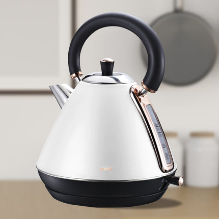 Pronti 1.7l Rose Trim Collection Kettle - White.
