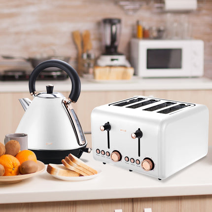 Pronti 1.7l Rose Trim Collection Kettle - White.