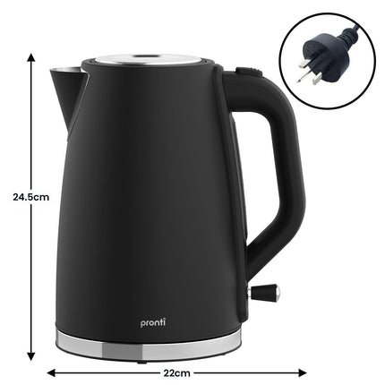 Pronti Silver Noir Collection 1.7L Electric Kettle.