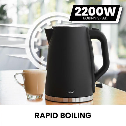 Pronti Silver Noir Collection 1.7L Electric Kettle.