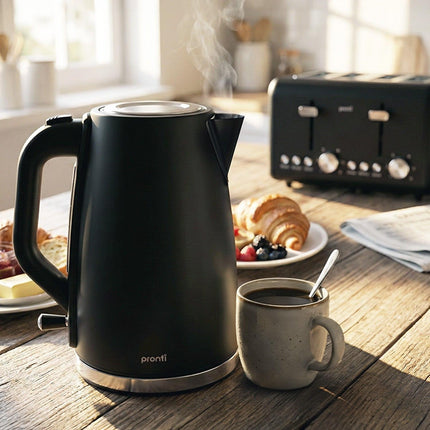 Pronti Silver Noir Collection 1.7L Electric Kettle.
