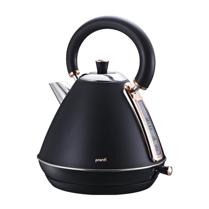 Pronti Rose Trim Collection Toaster & Kettle Bundle - Black.