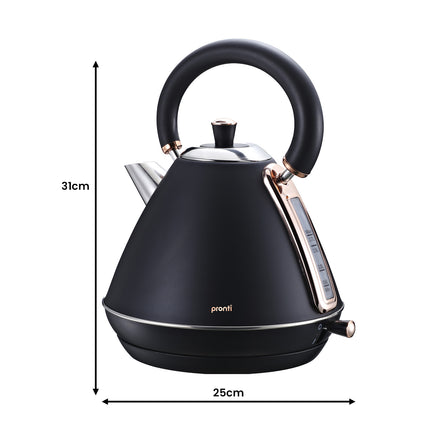Pronti Rose Trim Collection Toaster & Kettle Bundle - Black.