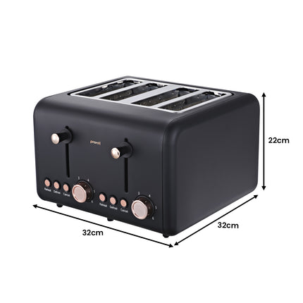 Pronti Rose Trim Collection Toaster & Kettle Bundle - Black.