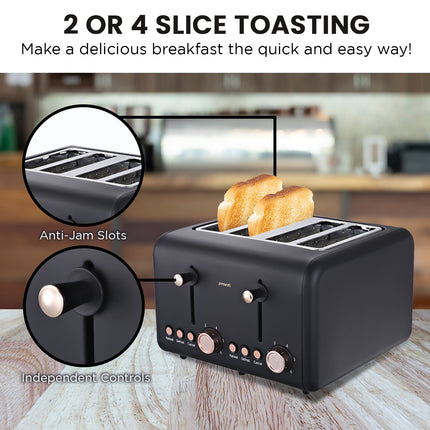 Pronti Rose Trim Collection Toaster & Kettle Bundle - Black.