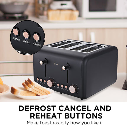 Pronti Rose Trim Collection Toaster & Kettle Bundle - Black.