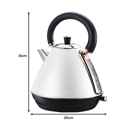 Pronti Rose Trim Collection Toaster & Kettle Bundle - White.