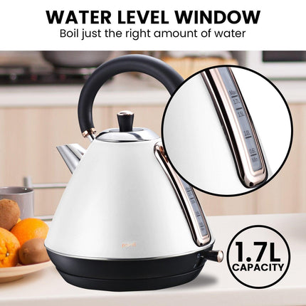 Pronti Rose Trim Collection Toaster & Kettle Bundle - White.