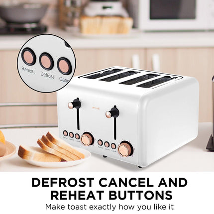 Pronti Rose Trim Collection Toaster & Kettle Bundle - White.
