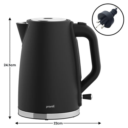 Pronti Silver Noir Collection 4 Slice Toaster and Kettle Bundle.