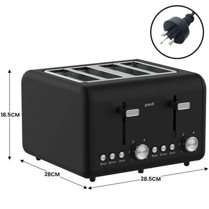 Pronti Silver Noir Collection 4 Slice Toaster and Kettle Bundle.