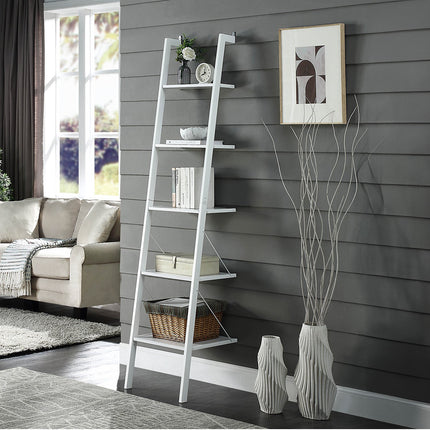 Sarantino Amelia 5-Tier Ladder Shelf in White.