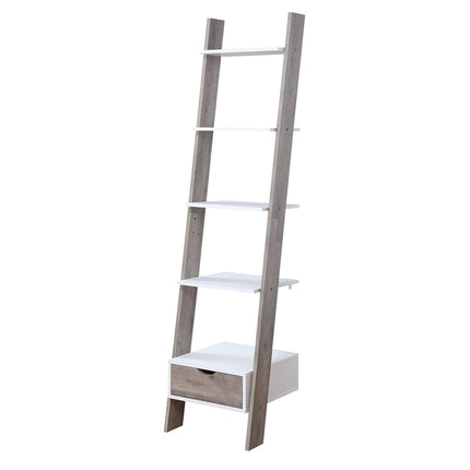 Sarantino Mira 5-tier Ladder Shelf In White And Grey Oak.