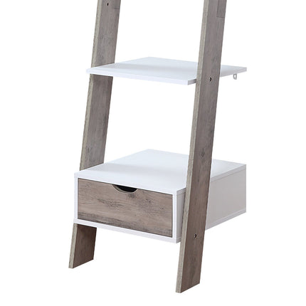 Sarantino Mira 5-tier Ladder Shelf In White And Grey Oak.
