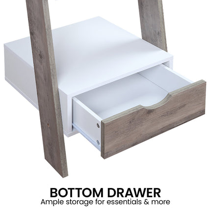 Sarantino Mira 5-tier Ladder Shelf In White And Grey Oak.