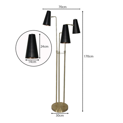 Sarantino Three Metal Shade Floor Lamp.