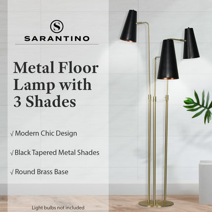 Sarantino Three Metal Shade Floor Lamp.