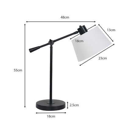 Sarantino Adjustable Metal Table Lamp In Black.