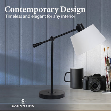Sarantino Adjustable Metal Table Lamp In Black.