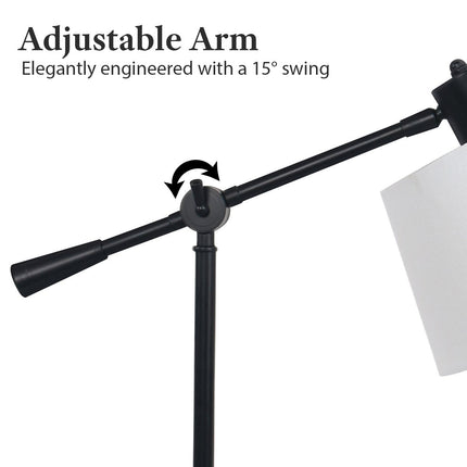Sarantino Adjustable Metal Table Lamp In Black.