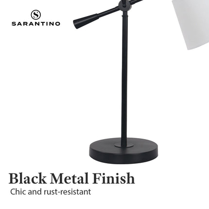 Sarantino Adjustable Metal Table Lamp In Black.