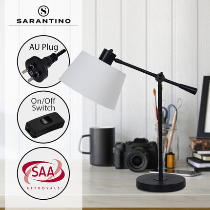 Sarantino Adjustable Metal Table Lamp In Black.
