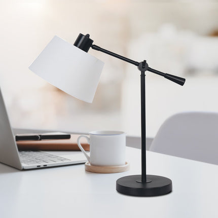 Sarantino Adjustable Metal Table Lamp In Black.