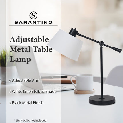 Sarantino Adjustable Metal Table Lamp In Black.