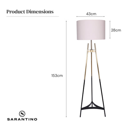 Sarantino Metal Tripod Electric Floor Lamp Gradient Finish.