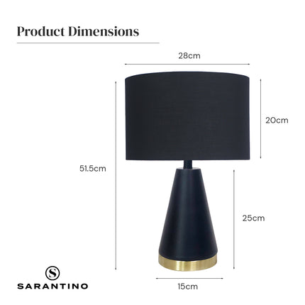 Sarantino Metal Table Lamp in Black and Gold.