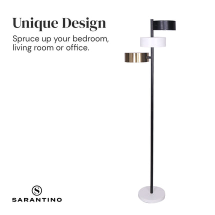 Sarantino Metal Floor Lamp with 3 Swirl Shades.