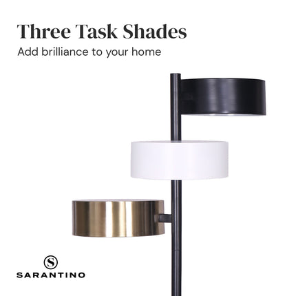 Sarantino Metal Floor Lamp with 3 Swirl Shades.