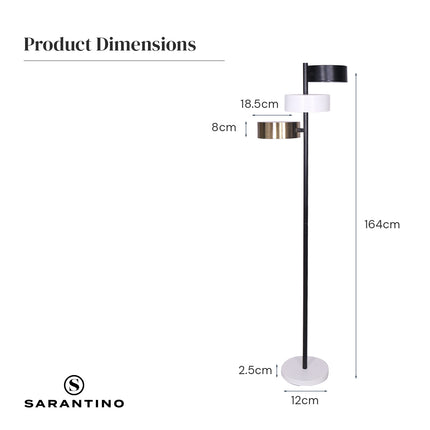 Sarantino Metal Floor Lamp with 3 Swirl Shades.