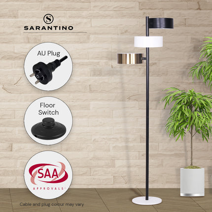 Sarantino Metal Floor Lamp with 3 Swirl Shades.
