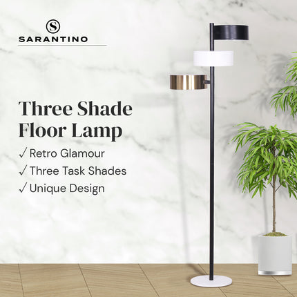 Sarantino Metal Floor Lamp with 3 Swirl Shades.