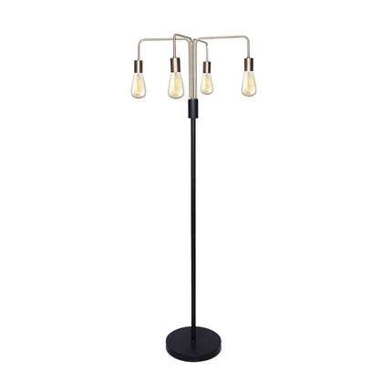 Sarantino Modern Exposed Bulb 4-Arm Industrial Light Floor Lamp.