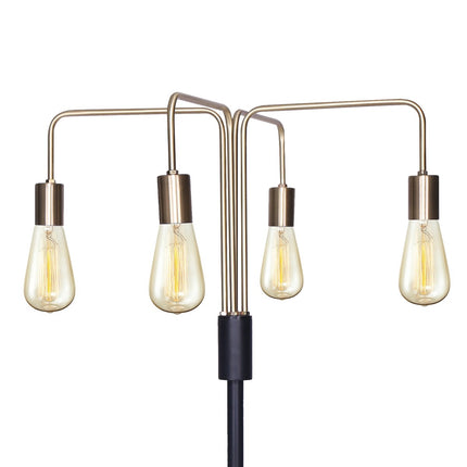 Sarantino Modern Exposed Bulb 4-Arm Industrial Light Floor Lamp.