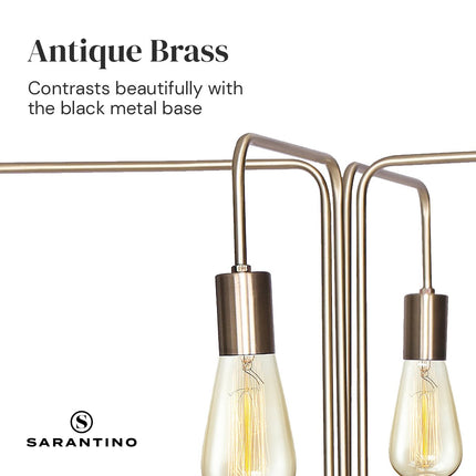 Sarantino Modern Exposed Bulb 4-Arm Industrial Light Floor Lamp.