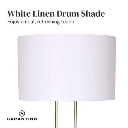 Sarantino Brushed Gold Height-Adjustable Metal Floor Lamp.