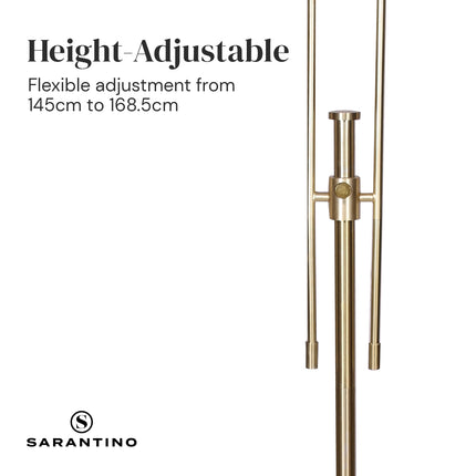 Sarantino Brushed Gold Height-Adjustable Metal Floor Lamp.