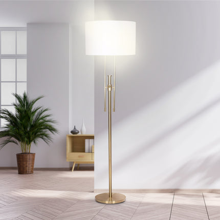 Sarantino Brushed Gold Height-Adjustable Metal Floor Lamp.
